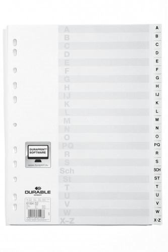 DURABLE Przekładki do segregatora A-Z A4 24 stron białe 6164-02
