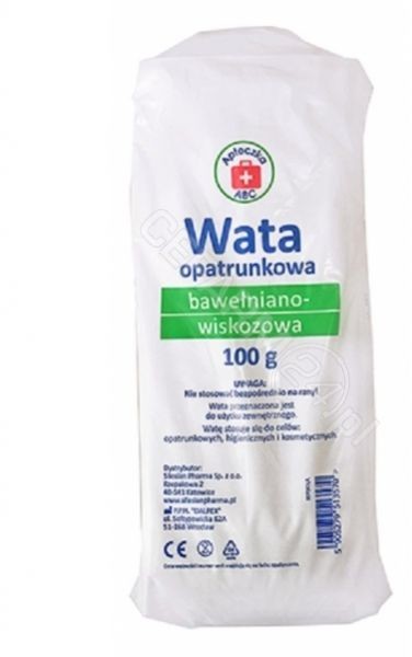 WATA SILESIAN PHARMA SP ZOO opatrunkowa bawełniano-wiskozowa 100 g Apteczka ABC