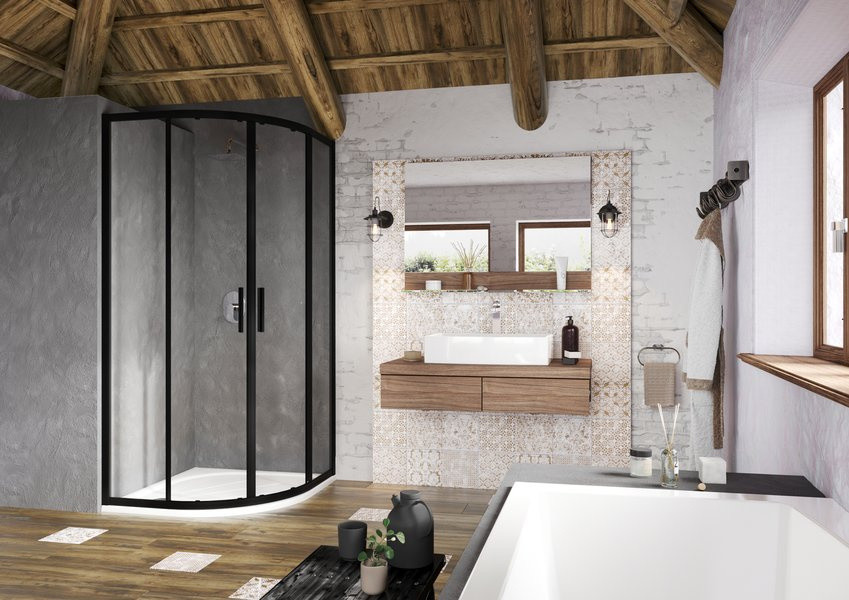 Ravak Blix Slim Kabina półokrągła 80x80x195 cm profile czarne szkło przezroczyste X3BM40300Z1