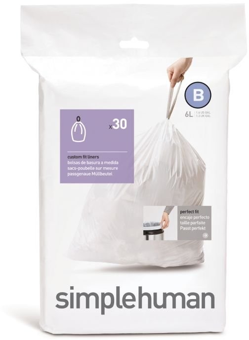 Simplehuman Worki na śmieci 6 l, 30 szt., białe