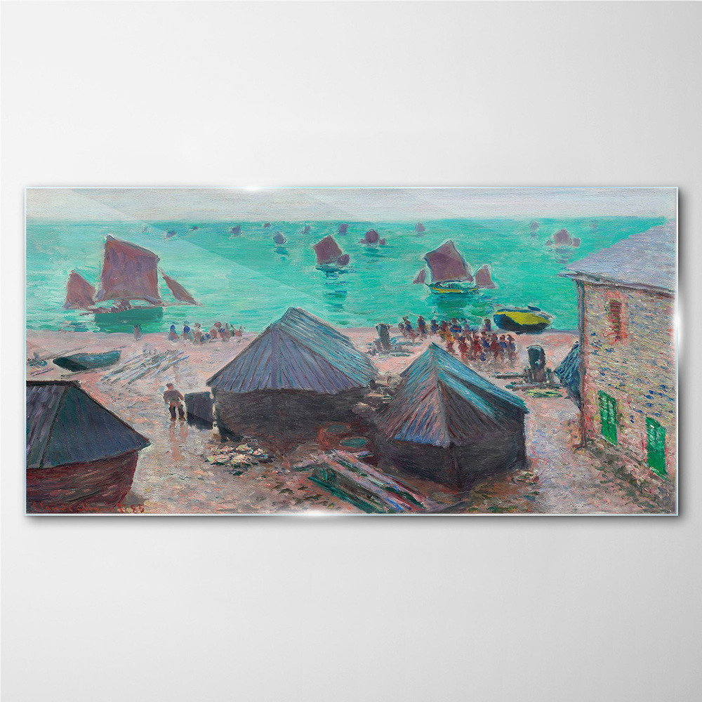 PL Coloray Obraz Szklany Łodzie Morze Monet 100x50cm