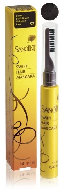 Sanotint Hair Mascara, mascara na odrosty na bazie ekstraktów roślinnych S2 Black Brown, 14 ml