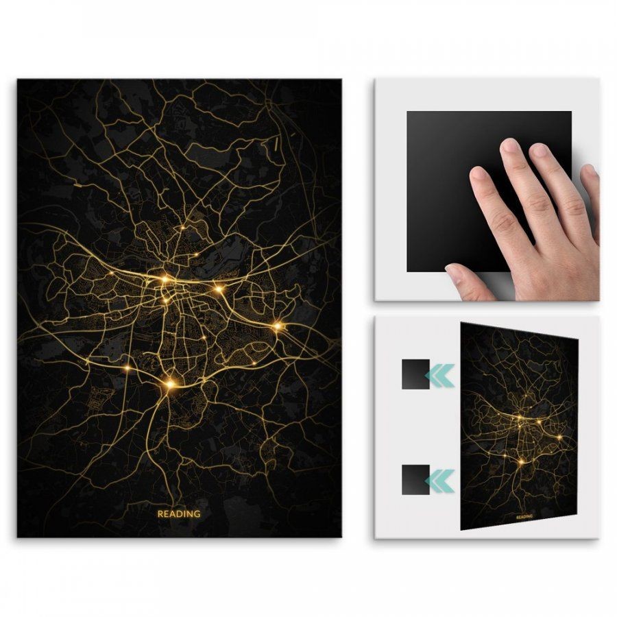 Pix4home Plakat metalowy Mapa City Lights Reading M POS-M-04120