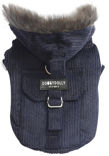 Doggy Dolly DOGGY DOLLY Kurtka ze sztruksu z kapturem ciemnoniebieska XXL 36-38 56-58