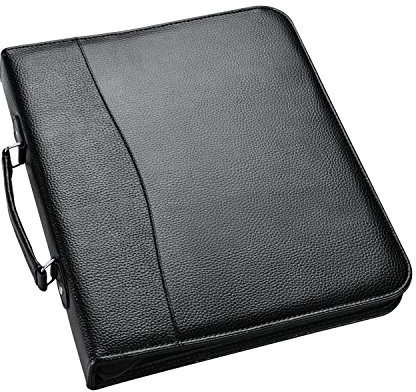 ARPAN arpan A4-ring binder z książką konferencyjnych, uchwytem i zamkiem błyskawicznym, miękkie, wyściełane, czarny