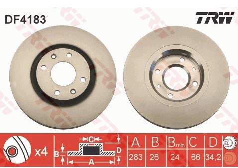 TRW Tarcza hamulcowa DF4183