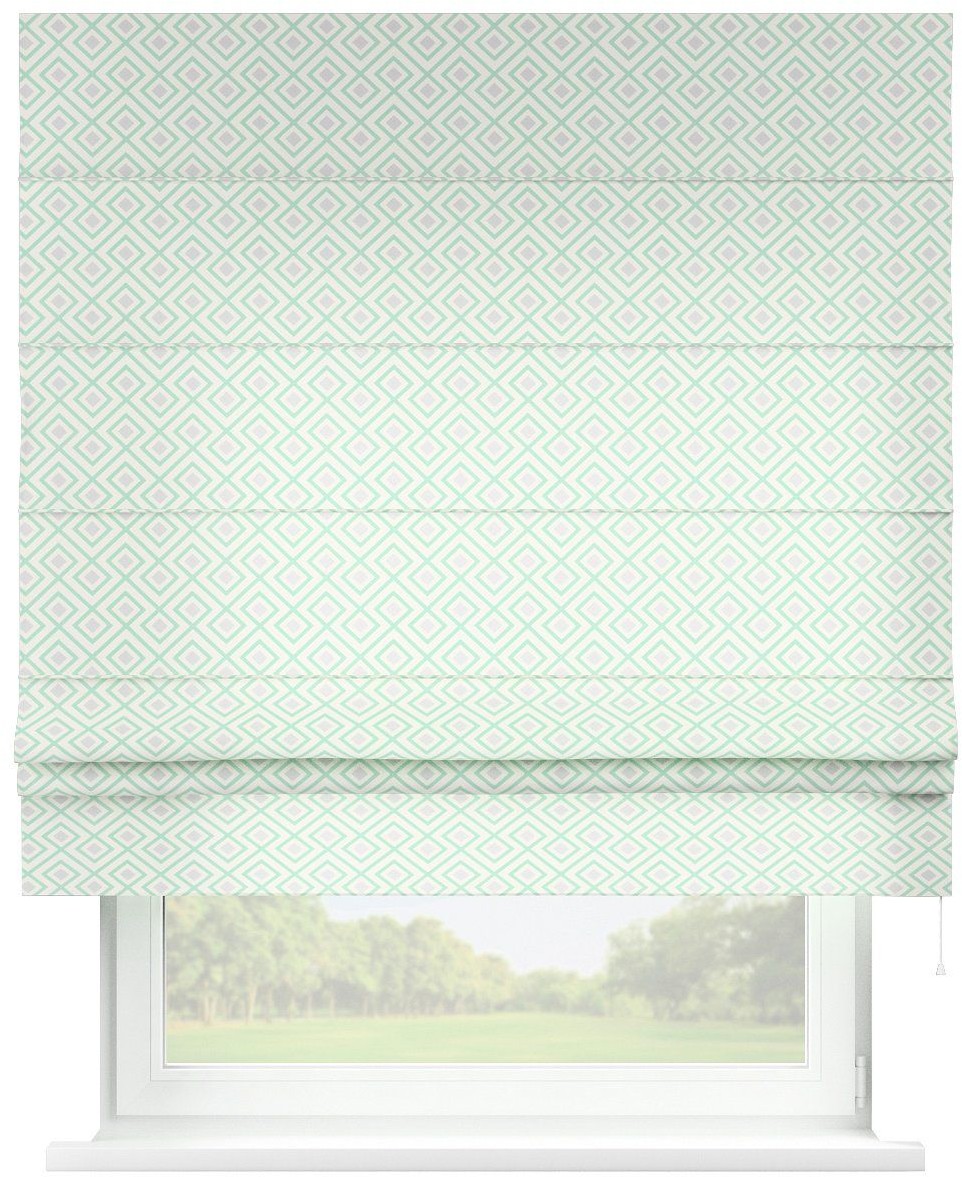 Dekoria Roleta rzymska Padva szaro miętowe romby na białym tle 50 x 60cm Wyprzedaż do