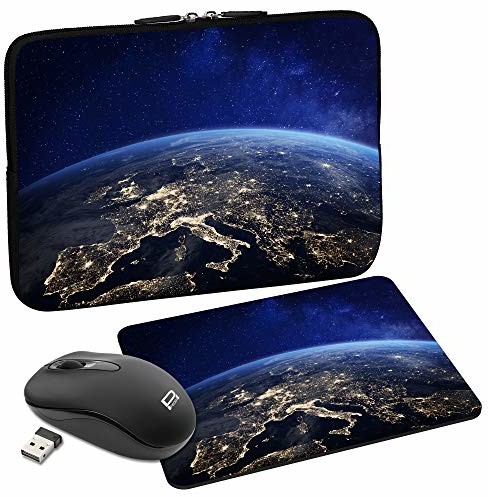 Pedea Design pokrowiec ochronny na notebooka torba do 13,3 cala (33,7 cm) z podkładką pod mysz i bezprzewodową myszą, Space Night SET020-66060696