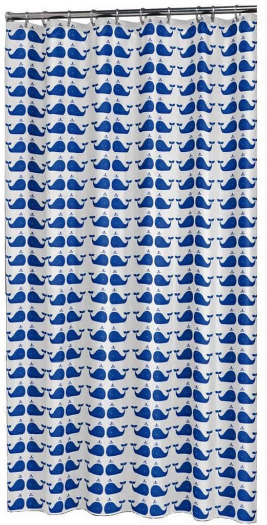 Sealskin Zasłona prysznicowa Whale, niebiesko-biała Coram