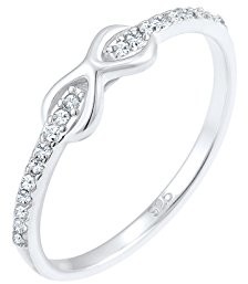 Elli Damski pierścionek z firmy stos infinity  srebro 925 kryształy Swarovskiego białe szlif okrągły, srebro, srebro 0601132617_58