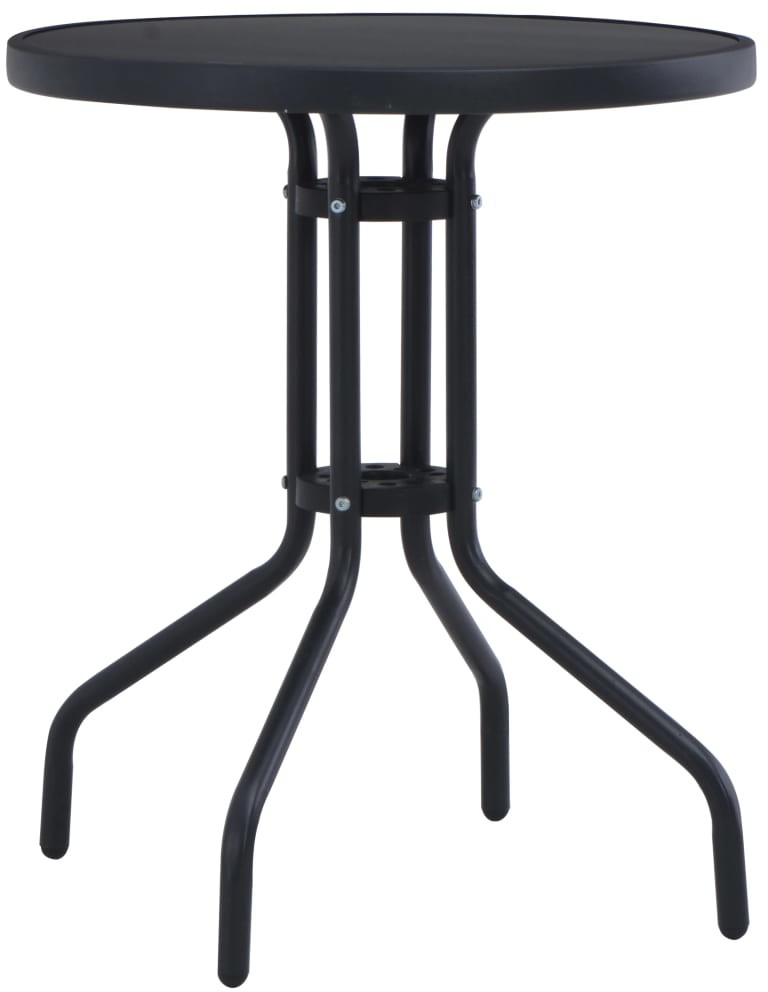 vidaXL Stolik ogrodowy, czarny, 80 cm, stal i szkło