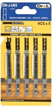 DREL Brzeszczoty do wyrzynarek DR-J-U03 75mmx 3mm 5szt Typ chwytu 