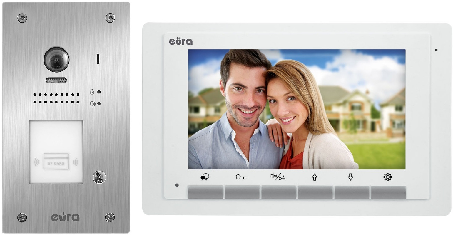 Eura Wideodomofon VDP-61A5/P BLACK 2EASY - jednorodzinny, LCD 7'', biały, RFID, podtynkowy VDP-61A5/P
