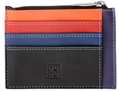 Dudu Etui na karty kredytowe z prawdziwego skórzana przegródka na banknoty z zamkiem błyskawicznym dudu Czarny 53443801-NERO