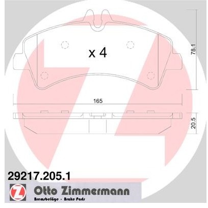 ZIMMERMANN Zestaw klocków hamulcowych, hamulce tarczowe 29217.205.1