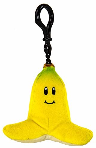 TOMY TOMY T12954A Nintendo Mario Kart Mocchi Mocchi pluszowa zabawka, breloczek na klucze, banan / upominek dla dzieci na urodziny tornister plecak torba 10 cm - żółty T12954A