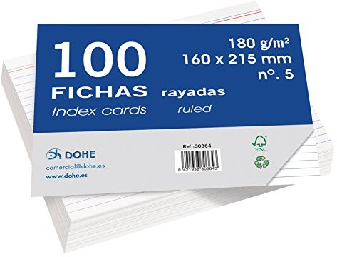 DOHE Karty dohe 30364 opakowanie 100 z kartonu, linie, 180 G, nr 5, 160 X 215 MM  biały 30364