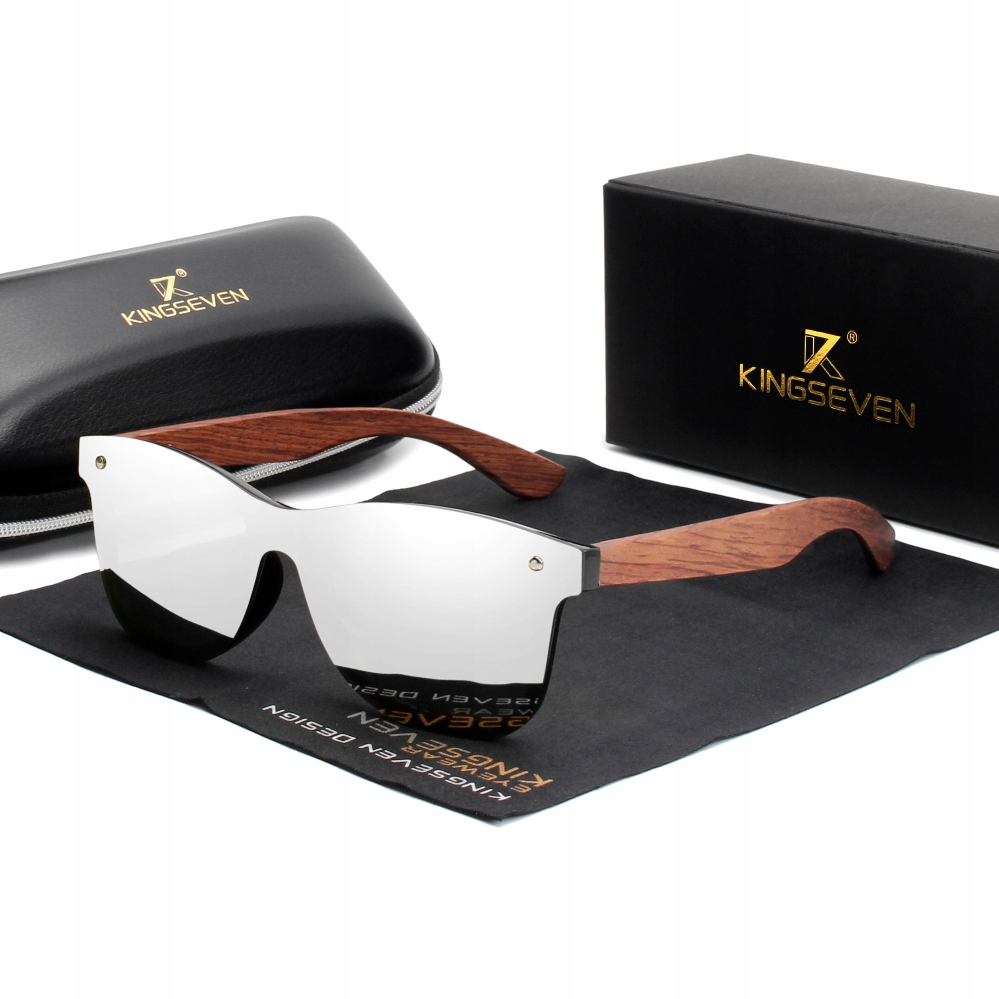 Okulary przeciwsłoneczne Kingseven UV400 Drewniane