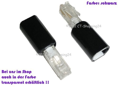 Unbekannt Twist-Stop  adapter zapobiegający skręcaniu do kabli przez słuchawki telefonicznej RJ10  wąskie krótkie kształt w kolorze czarnym/przezroczysty TS27CL (10x)*m