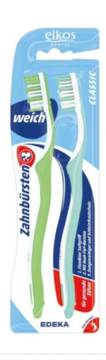 ELKOS Classic Weich - Szczoteczka do zębów, miękkie włosie, 2 szt. Szc000291