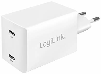 LogiLink PA0231 - adapter gniazda USB, 2 x port USB-C, z technologią GaN (azoton galowy), 48 W do PD (Power Delivery) PA0231