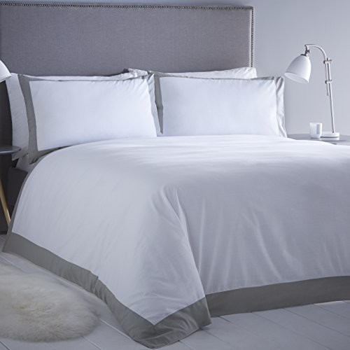Serene 'Madison' białe ze bordiura kontrastu w kolorze taupe, dodatkowe poduszki, szary, podwójne łóżko MADWG21PTO