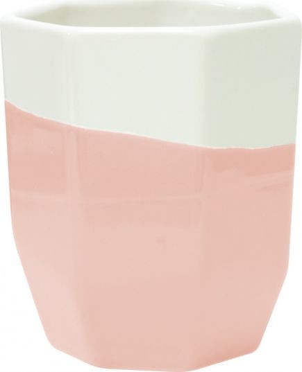 NoName kubek Geo Dip 300 ml ceramiczny biały/różowy twm_602103