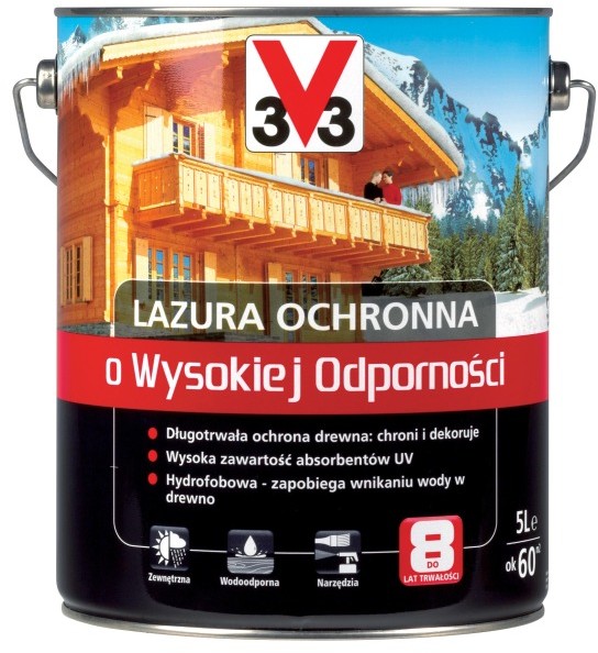 V33 Lazura ochronna o wysokiej odporno$372ci orzech ciemny 5 l
