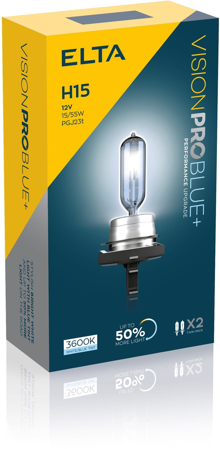 ELTA H15 12V 15/55W PGJ23t VISION PRO BLUE+50% (2 sztuki)