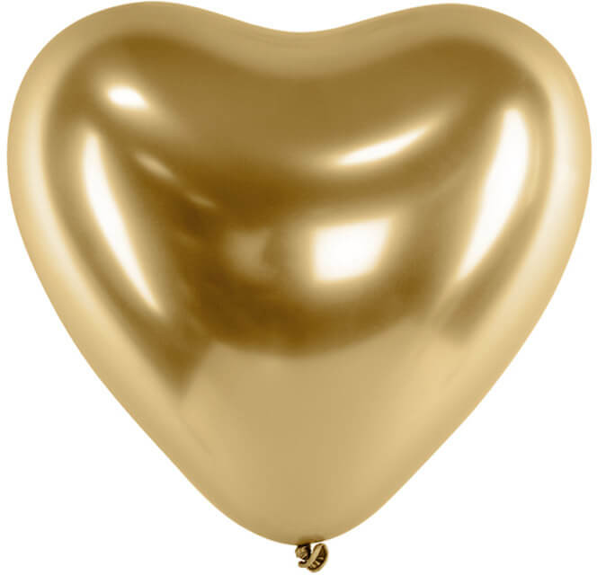 Party Deco Balony lateksowe Serca Glossy złote - 30 cm - 50 szt. CHB2-019-50