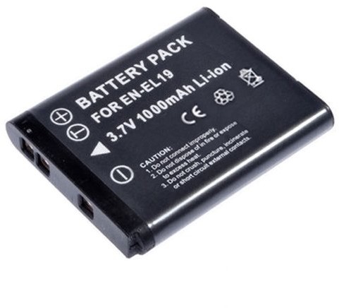 amsahr Nikon EN-EL19 1000 mAh, 3.7 wolta, dopuszczenie CE, RoHS.Bateria jednorazowa BT-NKENEL19-1CT