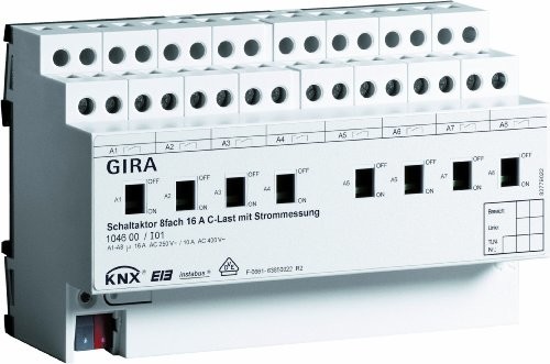 Gira 104600 Aktor przełączający 8-krotny 16 A, C Last KNX einflaec symulacja Control REG
