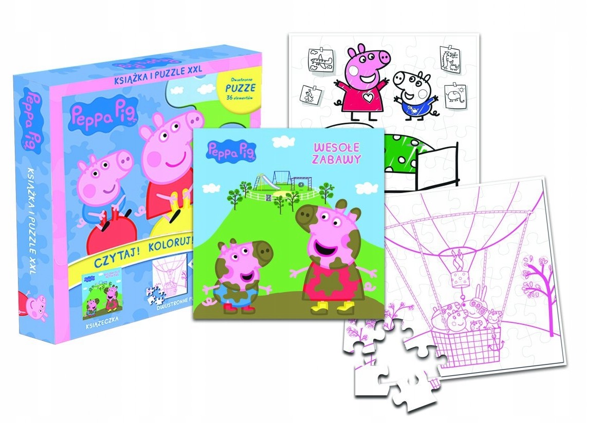 Świnka Peppa Puzzle 36 el. 2-stronne + książka Kd