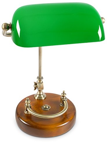 Relaxdays lampa bankierska zielona ze zdobioną podstawą drewnianą  Retro lampa biurkowa zielona, lampa biblioteczna, lampa bankierska w latach 20., dekoracja  kolor: Zielony, mosiądz, drewno  Wymiary  10016606