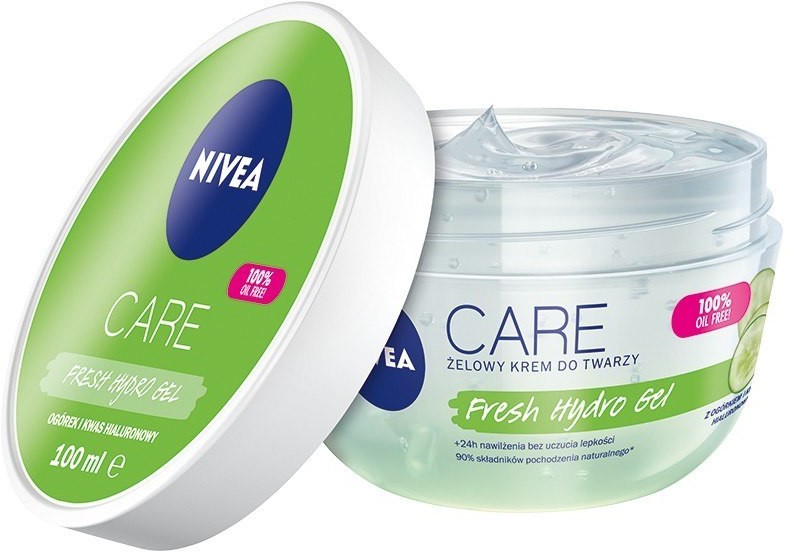 Nivea Care Żelowy Krem do twarzy 24h nawilżenia - Ogórek+Kwas hialuronowy 100ml 124039