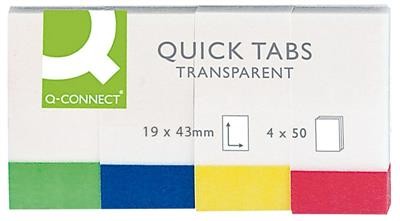 Q-Connect Zakładki indeksujące PP, 19x43mm, 4x50 kart., mix kolorów KF01225