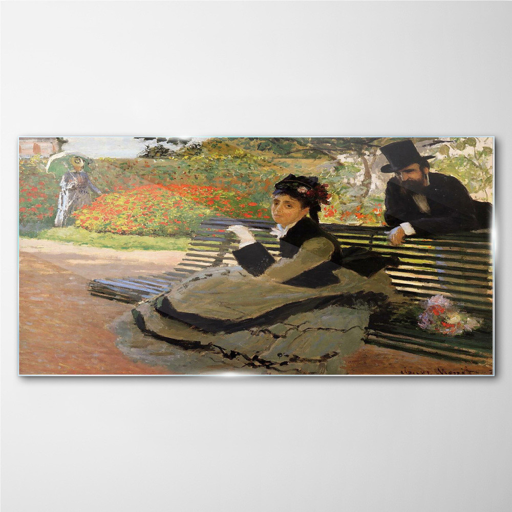 PL Coloray Obraz Szklany Kobieta Park Ławka Monet 100x50cm
