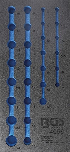 BGS wkładka typu 1/3 Wózek warsztatowy, pusty Do gniazda do kluczy nasadowych 6,3 (1/4) i 12,5 (1/2), 12-Kant, 4056  1