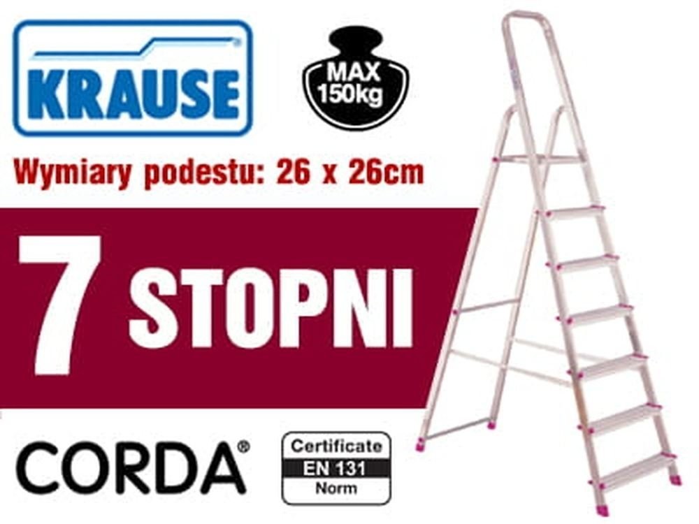 Krause 996 99674645 Aluminiowa drabina domowa Corda 7 stopnie wysokość robocza 3,45m) 74645-uniw