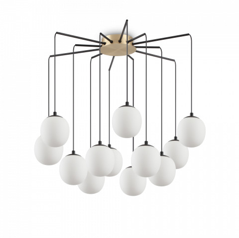 Ideal Lux Żyrandol Rhapsody 236957 nowoczesna lampa w kolorze satynowego mosiądzu 236957