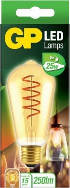 GP GP Żarówka LED GP085256 Filament SpiralFlame E27 ST64 5W 25W 250lm