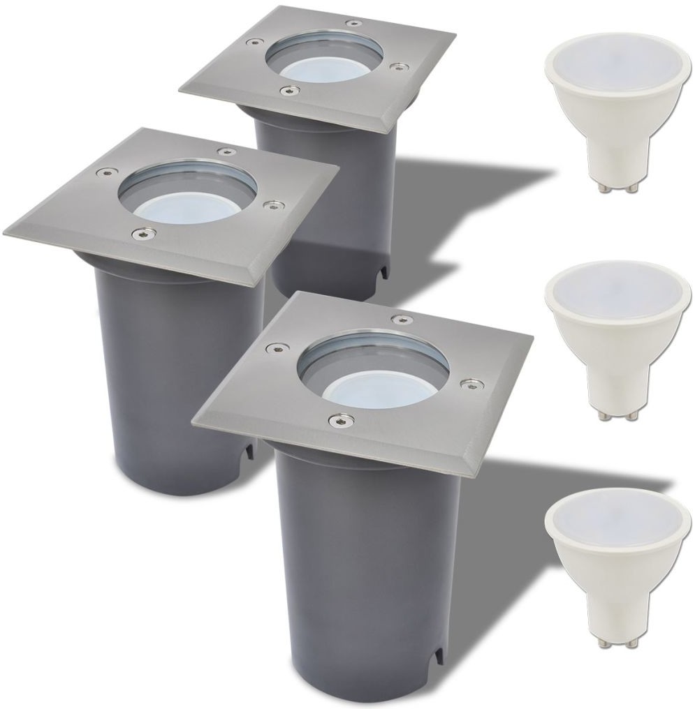 vidaXL vidaXL Lampy najazdowe LED 3 szt. kwadratowe