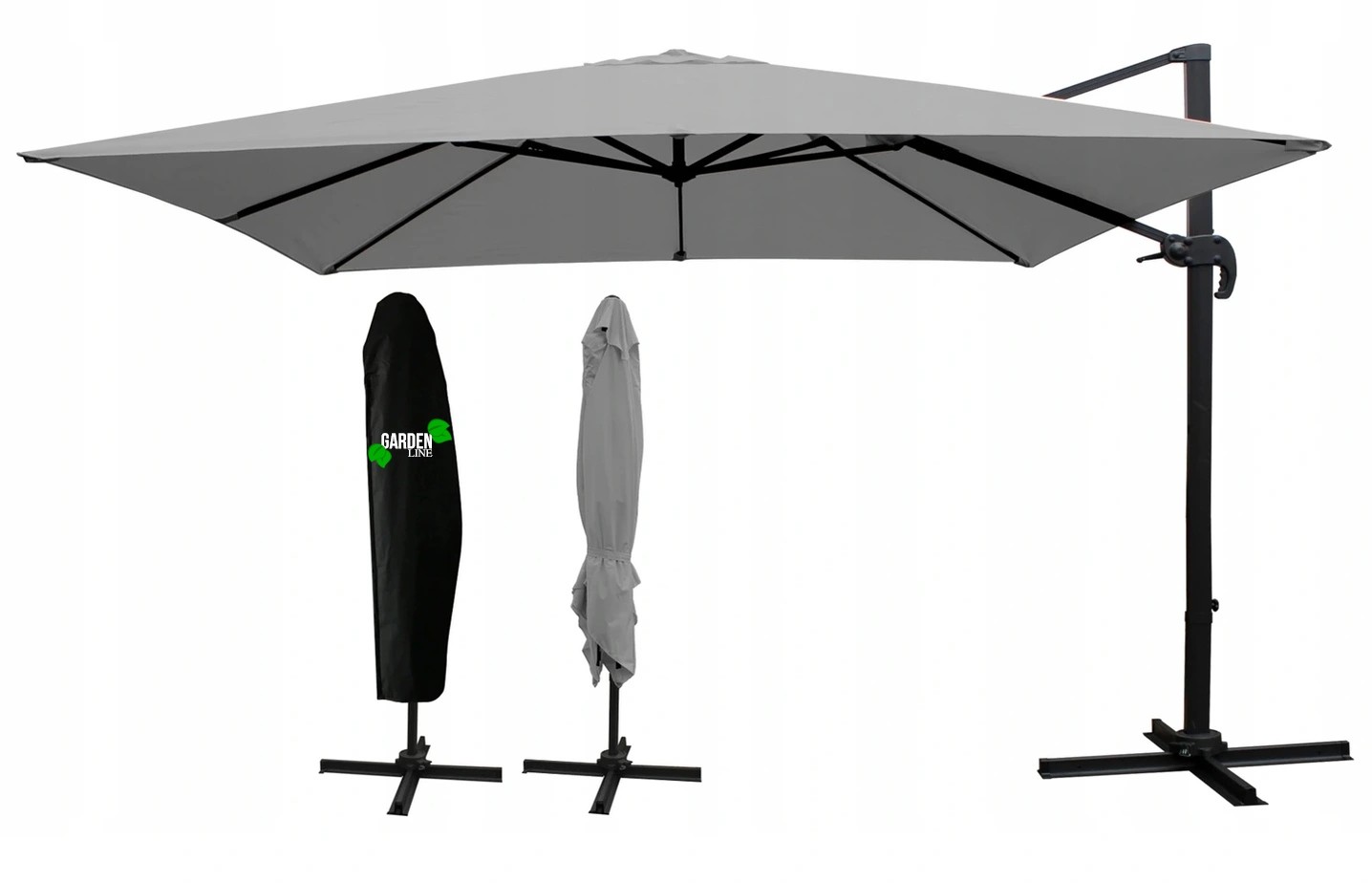 Parasol Ogrodowy Roma Składany 3x3m Duży Szary