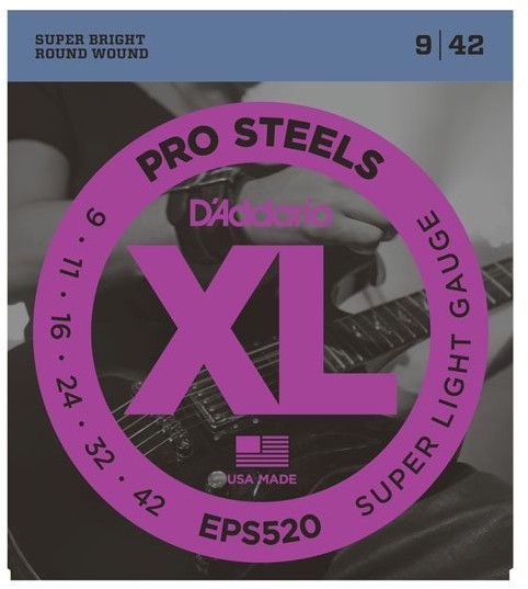 D'Addario XL Super Light EPS520 struny do gitary elektrycznej, rozmiar: 9 - 42 EPS520