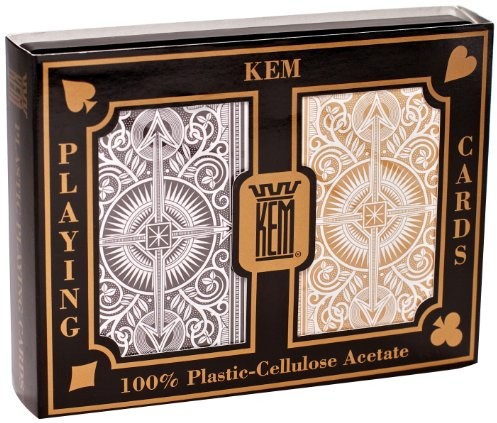 Jumbo Indeks złota Wide i US Playing card co. KEM karty poker Arrow Black 1017400