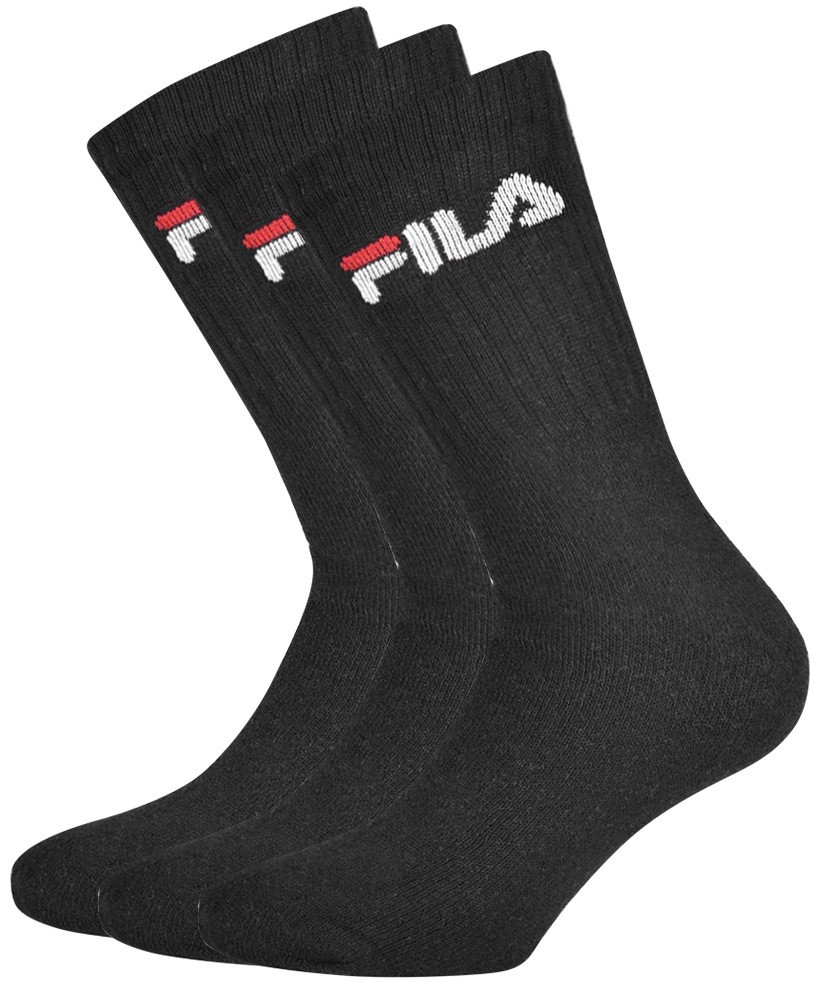Fila Trzypak długich czarnych skarpet FILA