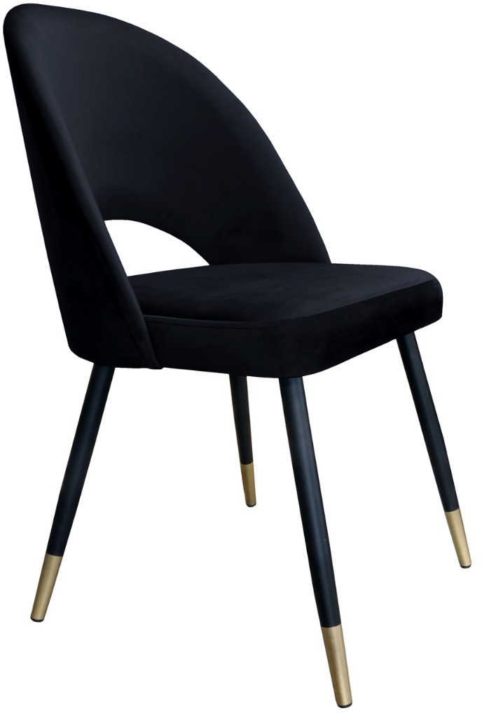 Atos Krzesło ISKAR VELVET GOLD czarne tapicerowane do salonu POLO-GOLD-MG19