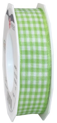 Pattberg Prezent 25 MM 20 m Vichy  kraciasty pasek do zegarka z drutu, zielone jabłuszko 6192520-127