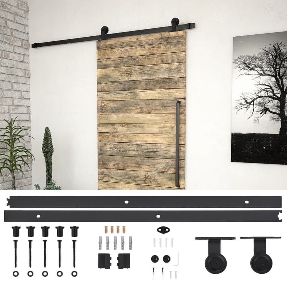 shumee System do montażu drzwi przesuwnych 183 cm stal czarny