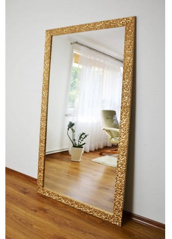 Łukasz Ochwat Alfaram Lustro glamour w bogatej złotej ramie w wysokim połysku 8002002, Lustro w ramie: 90x190